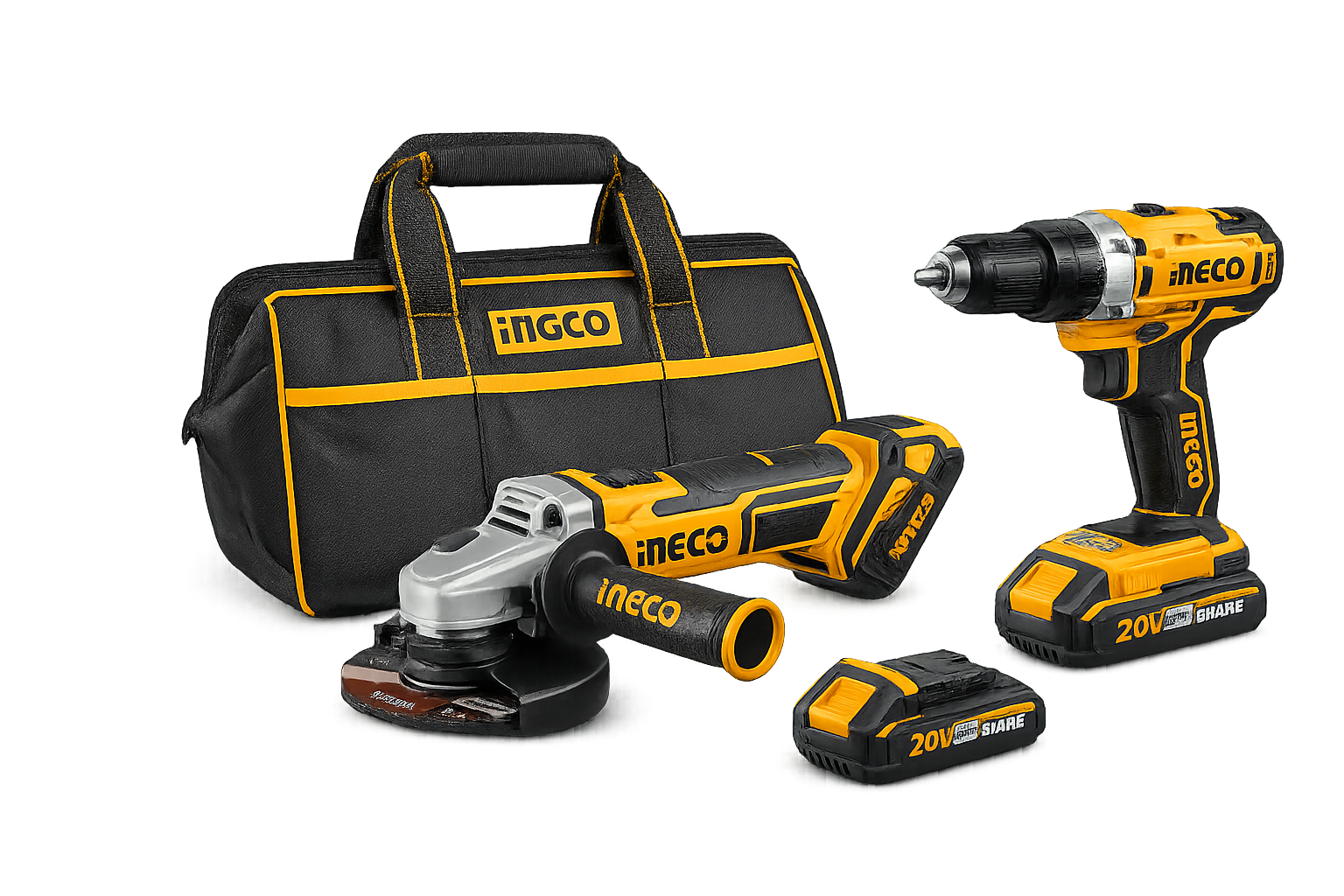 INGCO Combo Cordless Drill & Angle Grinder