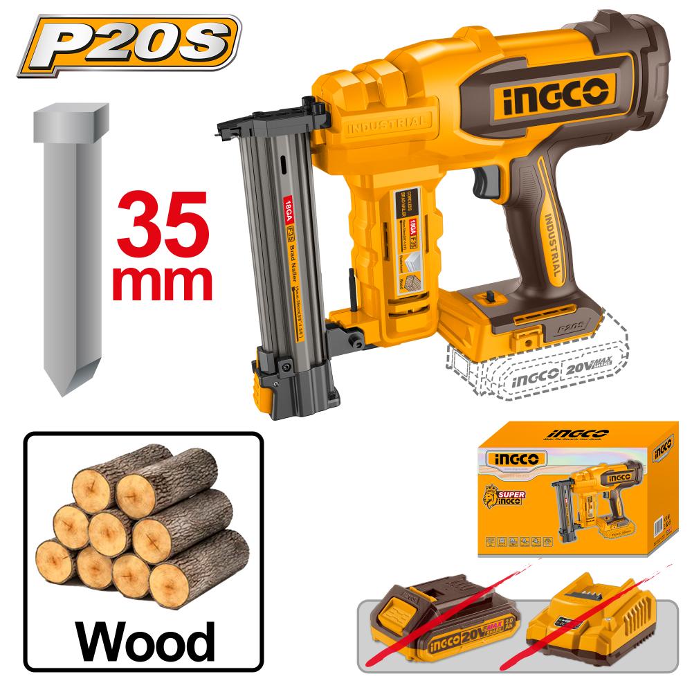 INGCO 20V Lithium-Ion Cordless Brad Nailer