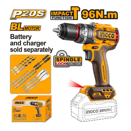 INGCO 20V PS+C/L B/L I/DRILL 96NM