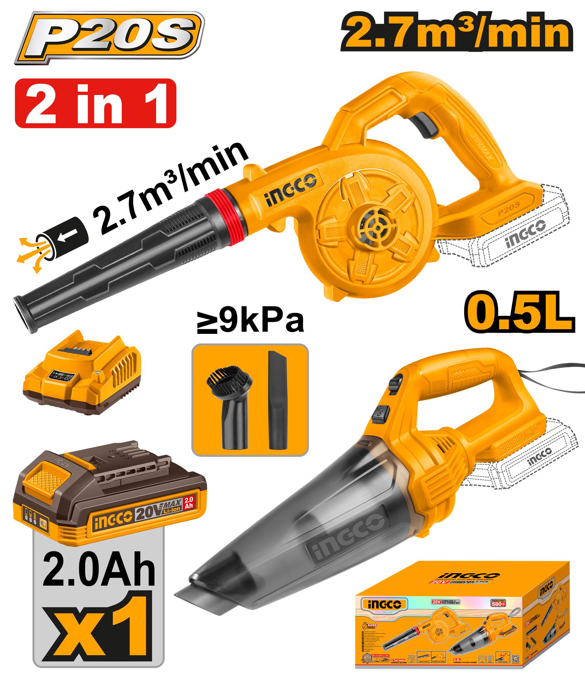 INGCO 20V PS +C/L BLOWER, VACUUM COMBO 2PC KIT