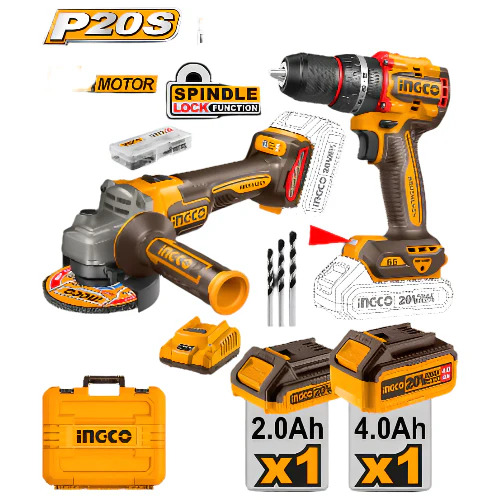 INGCO 20V CORDLESS GRINDER + DRILL KIT