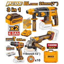INGCO ROT HAMMER DRILL 20V INGCO C/L KIT -4AMP BAT\CHAR