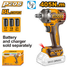 INGCO Cordless Impact Wrench 405Nm 1/2"Drive 20V (Tool Only)